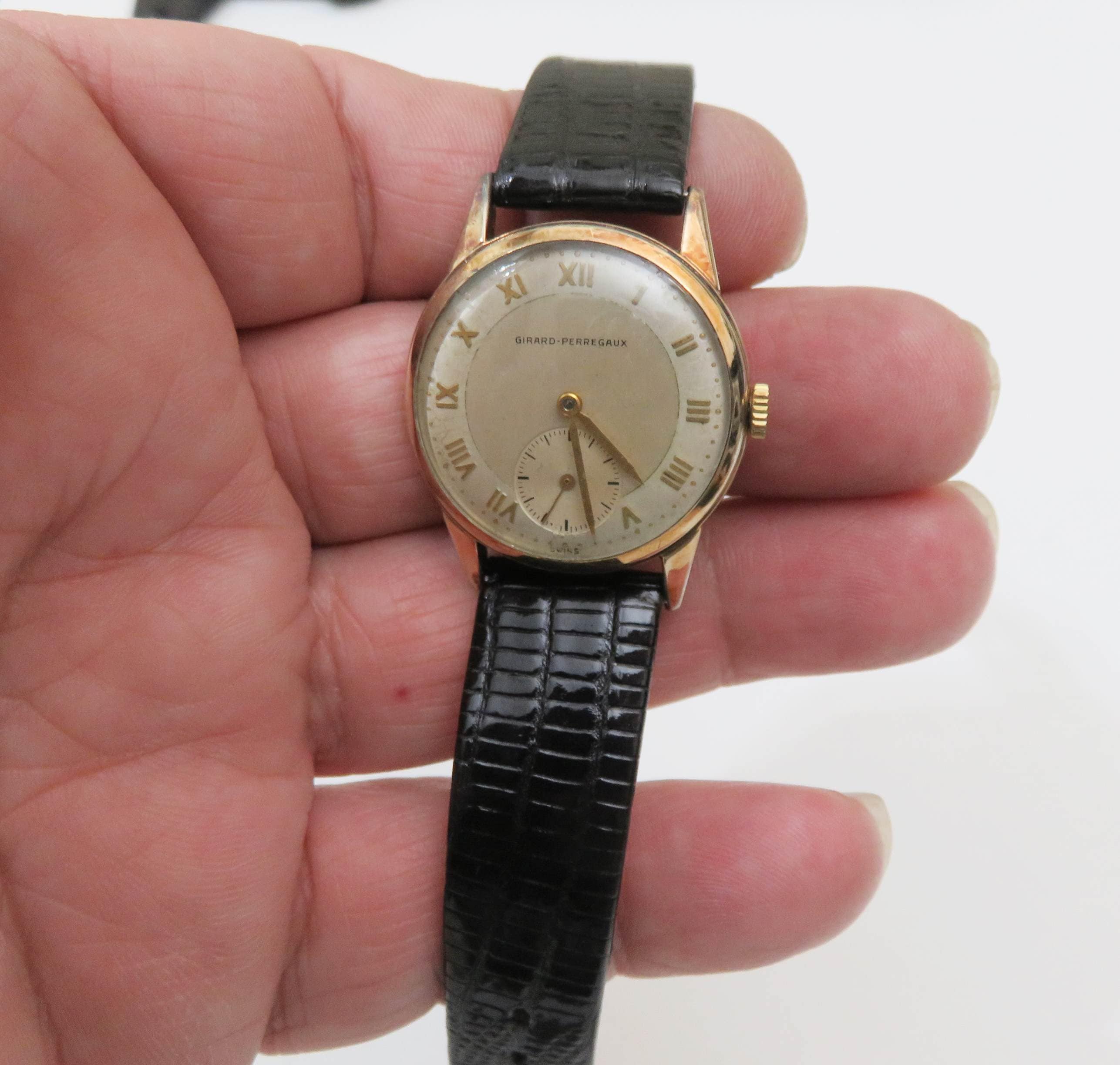 ~1960's girard perregaux ゴールド 手巻き時計 ウォッチ GIRARD PERREGAUX. Guilloché. Men's wristwatch. 14k gold