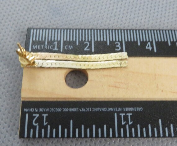 14K Solid Gold Multicolor Herringbone Link Dangle… - image 5