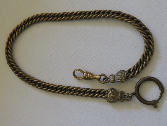 Edwardian Fancy Brass Curb link Pocket Watch Chain