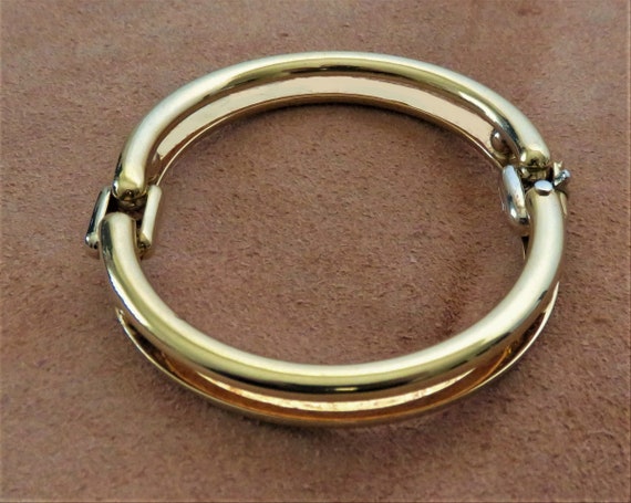 18K Italy Solid yellow & white gold bangle bracel… - image 3