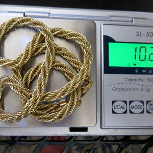 Fantastic 14K Prue Yellow Gold Woven Rope Chain, necklace 18 Inches in excellent condition image 7