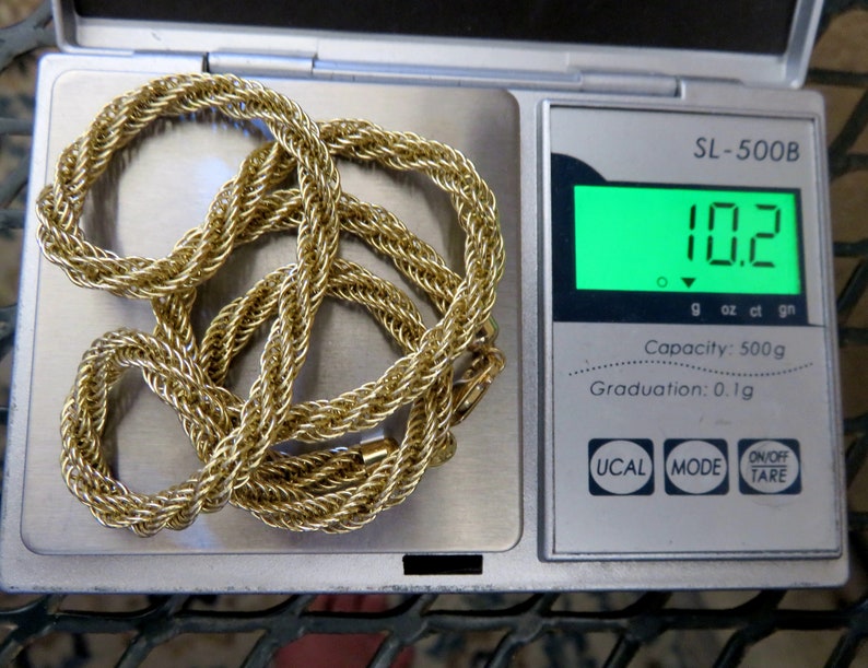 Fantastic 14K Prue Yellow Gold Woven Rope Chain, necklace 18 Inches in excellent condition image 7