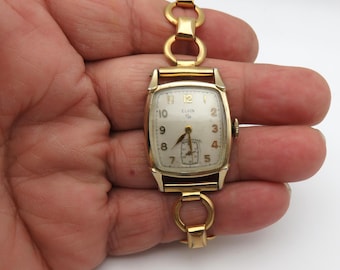 Glorious 1952 Art Deco Elgin USA Grade 554 Men's Wristwatch, Just Serviced, Runs Accurately