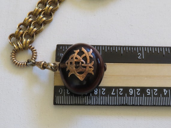 Edwardian Art Deco Cooked Chestnut pendant Chain … - image 6