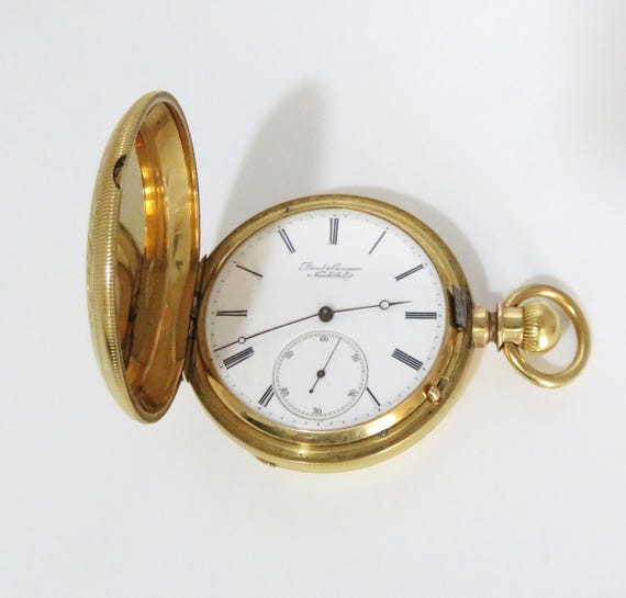 18k Gold Hunter Case Pocket Watch: Borel and Courvoisier, 1886, Runs Accurately