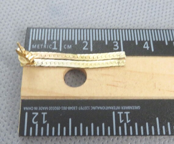 14K Solid Gold Multicolor Herringbone Link Dangle… - image 7