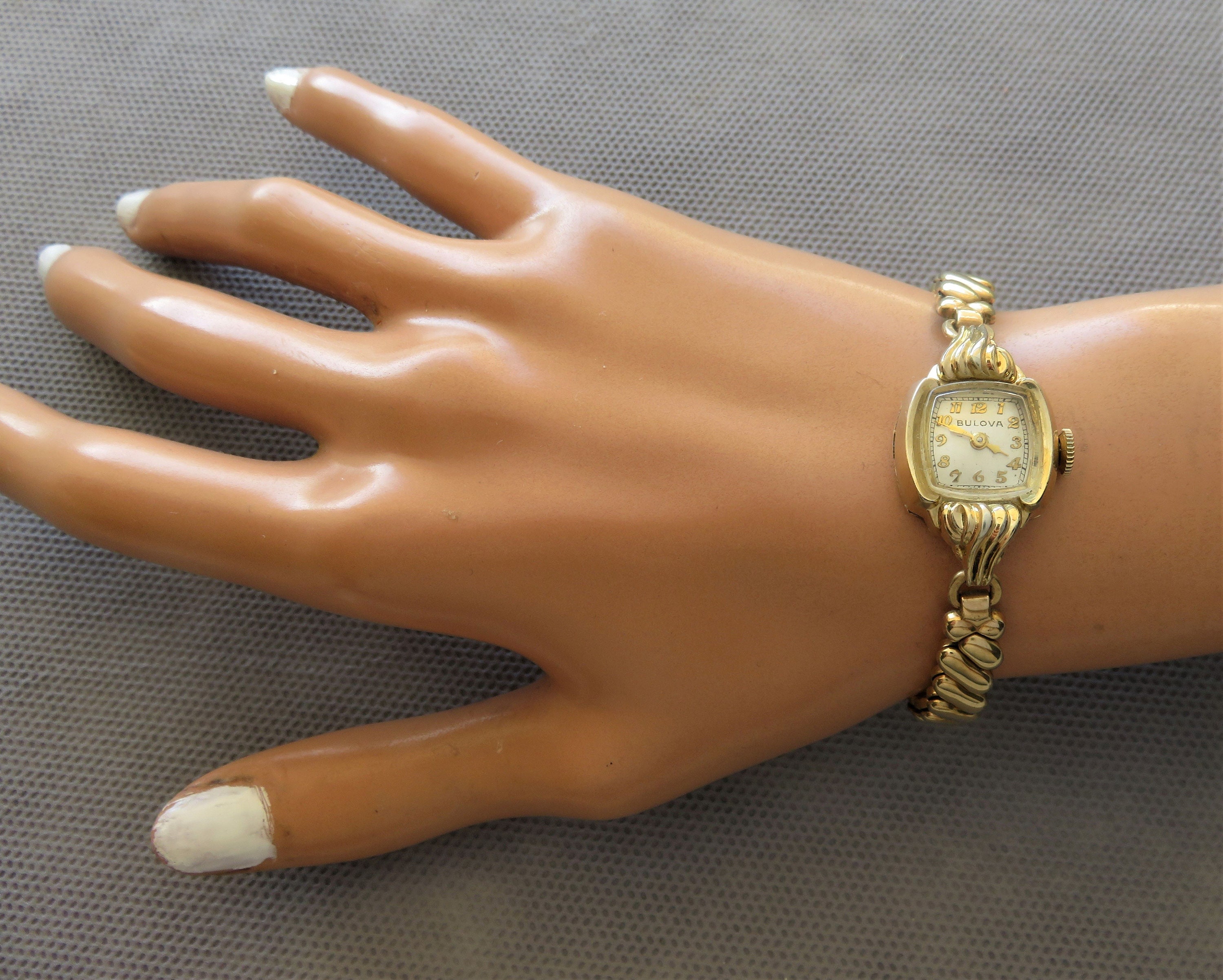 Vintage Bulova 10K Yellow Gold Filled Ladies Watch. Cal 6AH