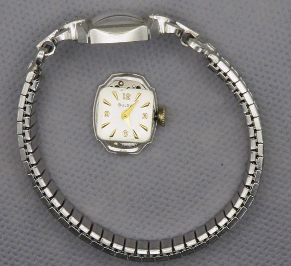 1950s Bulova 14K Solid White Gold Case, 6 Diamond… - image 5