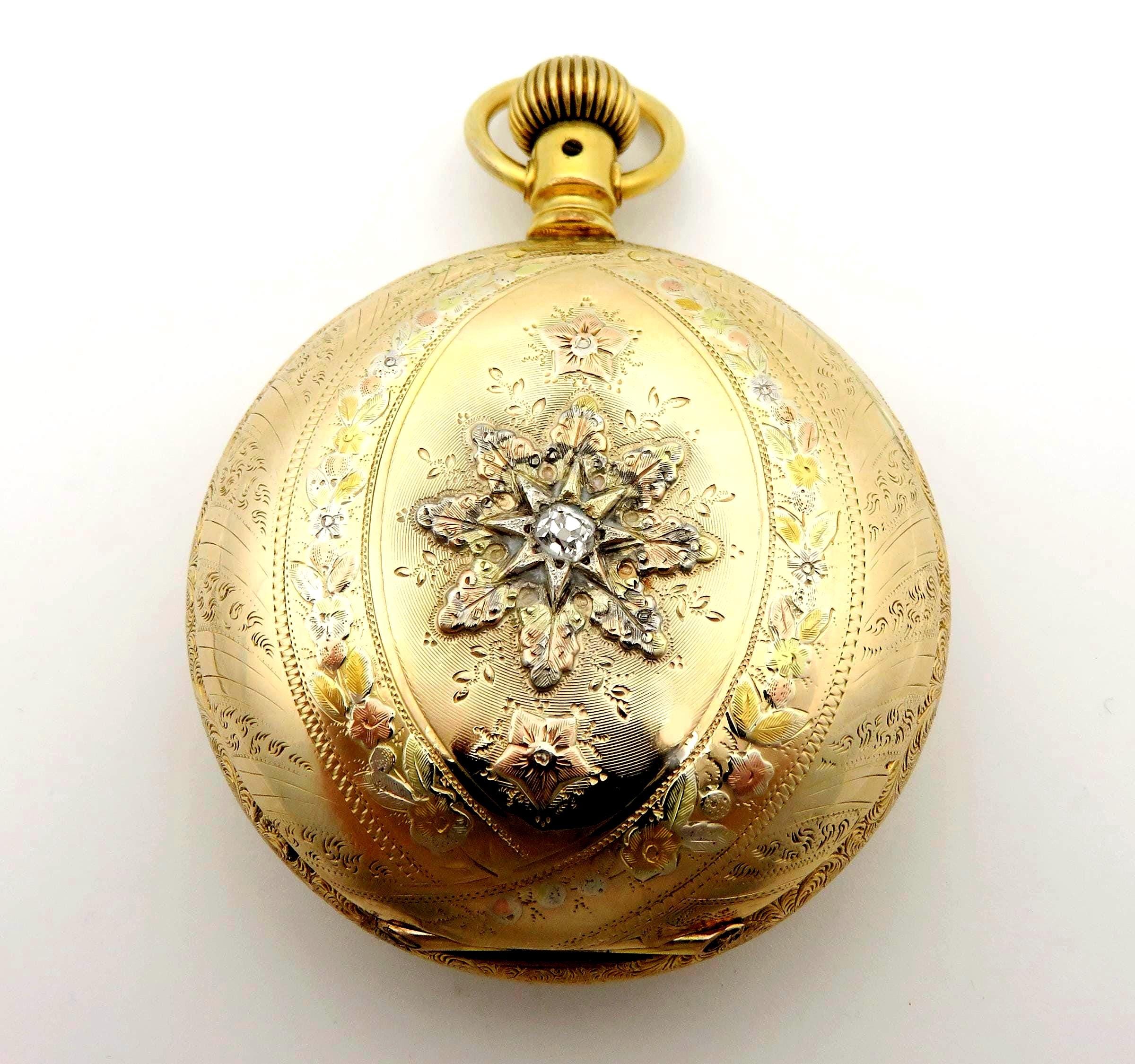1894 Elgin Pocket Watch, Multicolor 14k Gold and Gold-filled Case