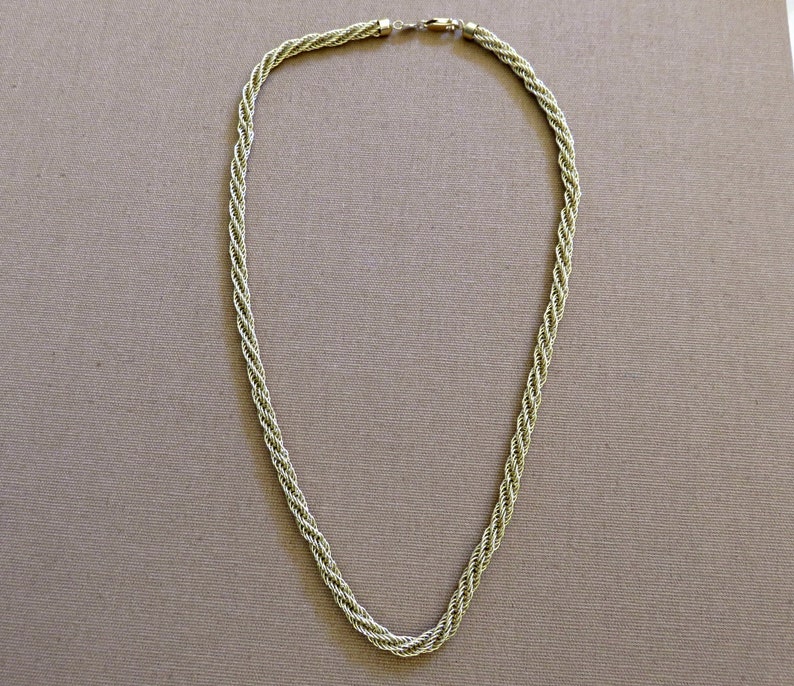 Fantastic 14K Prue Yellow Gold Woven Rope Chain, necklace 18 Inches in excellent condition image 1