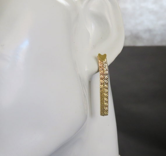 14K Solid Gold Multicolor Herringbone Link Dangle… - image 1