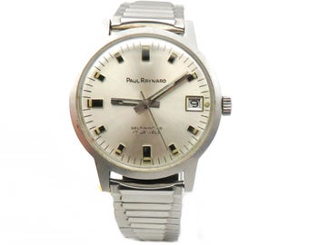 1970s Paul Raynard German Day Date Selfwinding Wrist Watch, Stainless Steel
