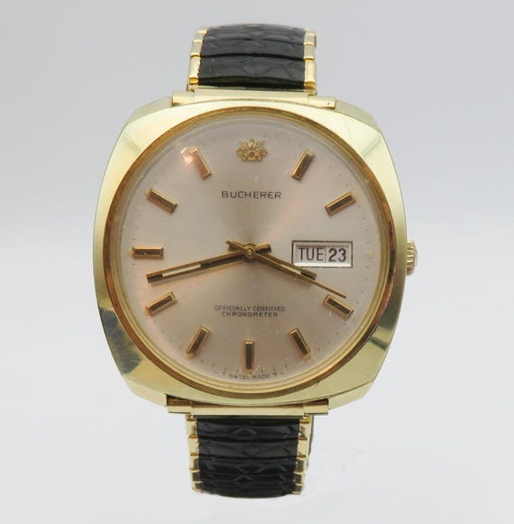 Bucherer 時計 ゴールドシルバー 1970s Bucherer Automatic Chronometer Wrist Watch Day-date