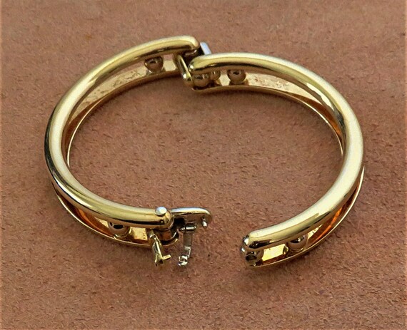 18K Italy Solid yellow & white gold bangle bracel… - image 5