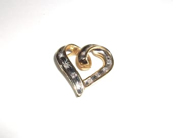 10K Solid Gold Natural Diamonds heart Pendant
