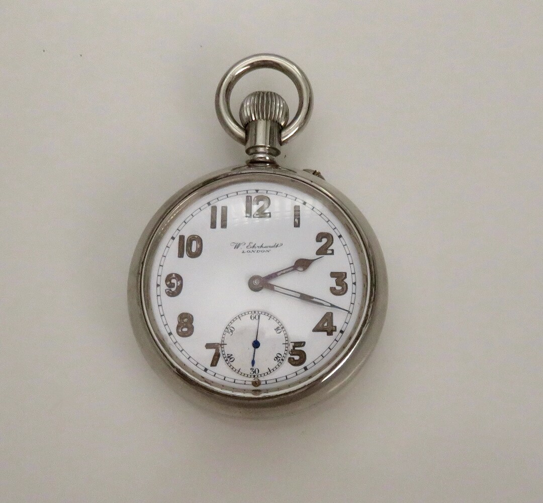 1920s E. Ehrhardt, London, British Military, Pin Set Pocket Watch. Runs