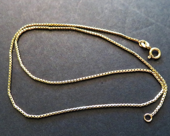 14K Italy Yellow Gold Box Chain Necklace 16 Inches 4.1 Grams in