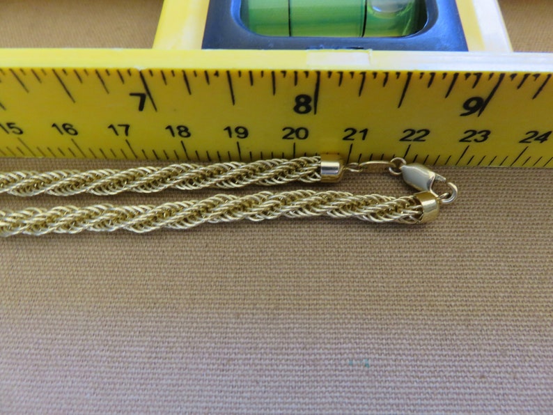 Fantastic 14K Prue Yellow Gold Woven Rope Chain, necklace 18 Inches in excellent condition image 6