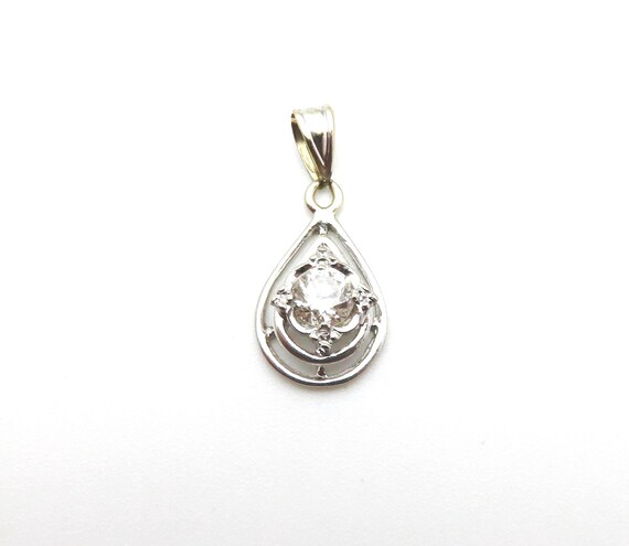 14K Solid White Gold Diamond Women's Pendant: 3/8 Carat Round Brilliant Cut