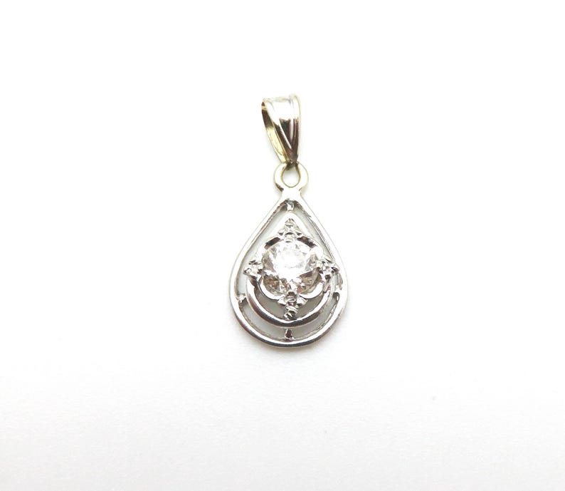 Colgante de oro blanco macizo de 14 quilates con diamante para mujer: talla brillante redonda de 3/8 de quilate. imagen 1