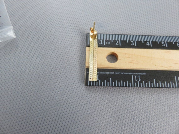 14K Solid Gold Multicolor Herringbone Link Dangle… - image 7