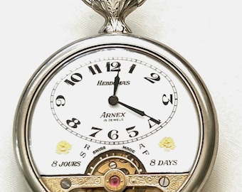 Reloj de bolsillo Arnex Hebdomas de 8 días, estilo vintage: como nuevo.
