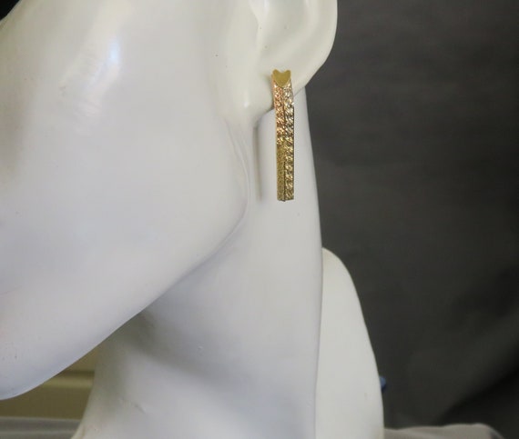 14K Solid Gold Multicolor Herringbone Link Dangle… - image 8