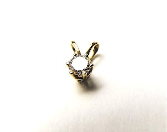 Colgante de oro amarillo macizo de 14 quilates y diamantes auténticos