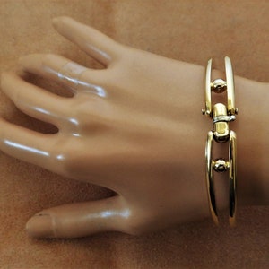 18K Italy Solid yellow & white gold bangle bracelet for 6 inches wrist, Total 34 Grams