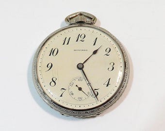 1920s E. Howard 14k White Gold Filled Pocket Watch: Gentleman's 12s