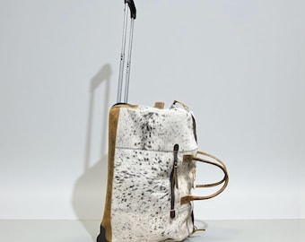 Handcrafted Cowhide Leather Rolling Travel Bag – Western Weekender Luggage