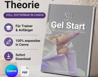 Lesmateriaal voor nageldesigntraining in het Duits | Bewerkbaar Canva-werkboek | Gelnageltheorie | Voor trainers en beginners | PDF-download