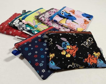 Small Zippered WETBAG ~ Small Size 5" ~ Choice of Prints ~ PUL lining, zip closure, great for snacks, rain protection, or pad transport