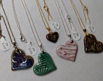 CHOICE of Porcelain Heart Necklace, settings vary