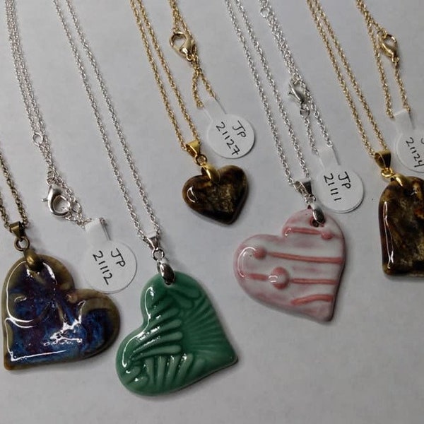 CHOICE of Porcelain Heart Necklace, settings vary