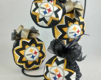 CHOICE Quilted STEELERS Christmas Ornament, Show your Team Spirit! 3-inch 4-inch