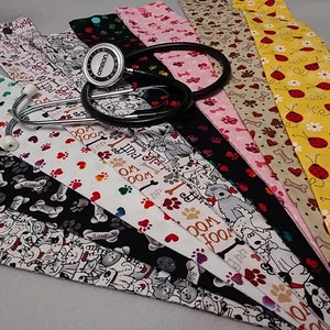Animal Prints Stethoscope Cover, Cotton, Top Snap, Elastic Bottom, Washable - Nurse, Doctor, Medical Student, EMT, Paramedic, Vet, Phys Asst