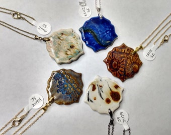 CHOICE of Stoneware Tile Necklace, settings vary