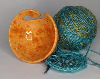 Tiger Lily Wheel Thrown Altered Yarn Bowl ~ holds 3 oz+ skeins or balls of yarn