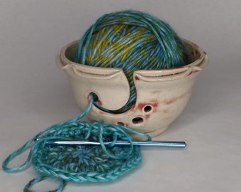 Oxblood Wheel Thrown Altered Yarn Bowl ~ holds 3.5 oz+ skeins or balls of yarn