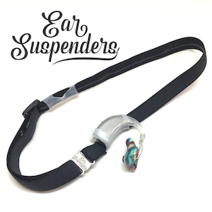 Ohr Hosenträger Hörgeräte Stirnband mit verstellbarem Kopf Dimensionierung, Silikon Griff und Schiebe Silikon Hüllen für natürliche BTE passen (schwarz)