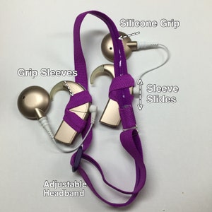 Cochlear Implant Headband Ear Suspenders Adjustable Sizing Silicone lined Non Slip Grip for all ages and activities. 画像 4