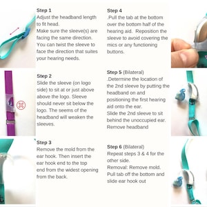 Ear Suspenders Hearing Aid Headband with adjustable head sizing, silicone grip and sliding silicone sleeves for natural BTE fit image 6