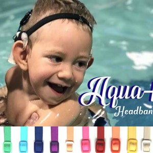 Aqua Headband for Cochlear N5, N6, N7 water wear Adjustable Length Silicone lined Non Slip Grip cochlear implant image 1