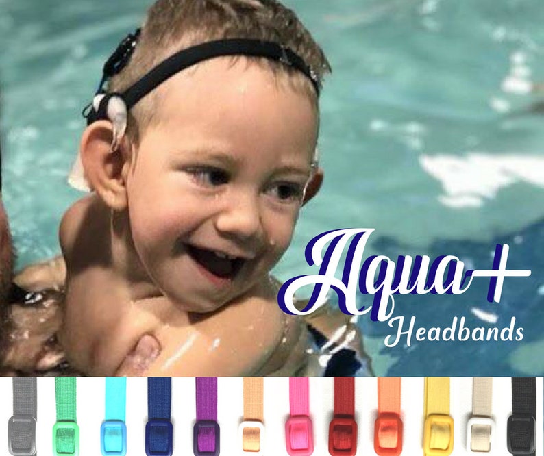 Aqua Headband for Cochlear N5, N6, N7 water wear Adjustable Length Silicone lined Non Slip Grip cochlear implant image 1