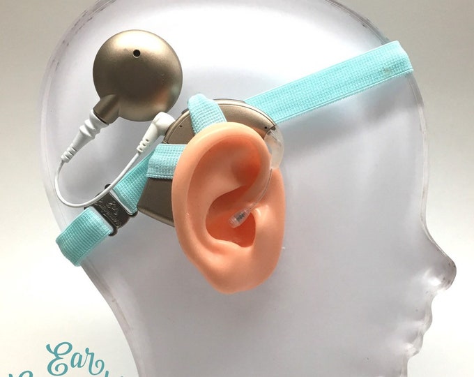 Light Blue - Cochlear Implant Heaband - Adjustable Length - Silicone Grip Sleeve - Non Slip Grip  - Unilateral, Bilateral, Bimodal options