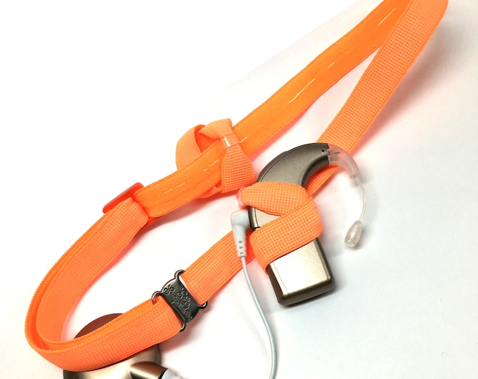 Bright Orange - Cochlear Implant Heaband - Adjustable Length - Silicone Grip Sleeve - Non Slip Grip  - Unilateral, Bilateral, Bimodal option