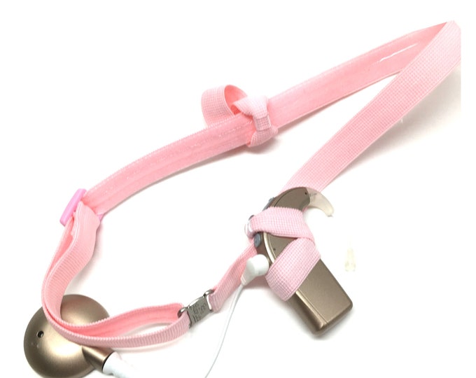 Light Pink - Cochlear Implant Heaband - Adjustable Length - Silicone Grip Sleeve - Non Slip Grip  - Unilateral, Bilateral, Bimodal option