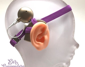 Purple - Cochlear Implant Heaband - Adjustable Length - Silicone Grip Sleeve - Non Slip Grip  - Unilateral, Bilateral, Bimodal options