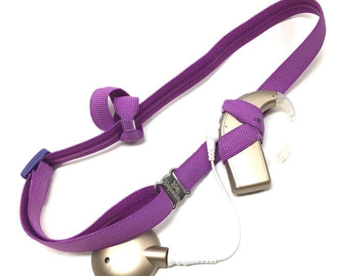 Purple - Cochlear Implant Heaband - Adjustable Length - Silicone Grip Sleeve - Non Slip Grip  - Unilateral, Bilateral, Bimodal options